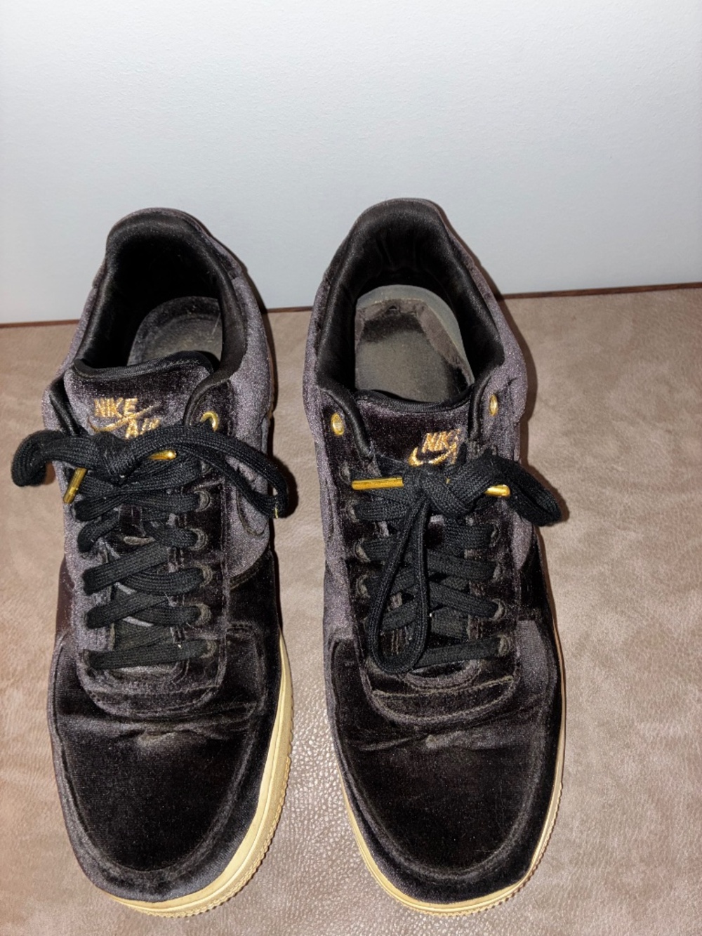 Nike Air Force 1 Black Velour At4144-001 Men's Sneakers size 10